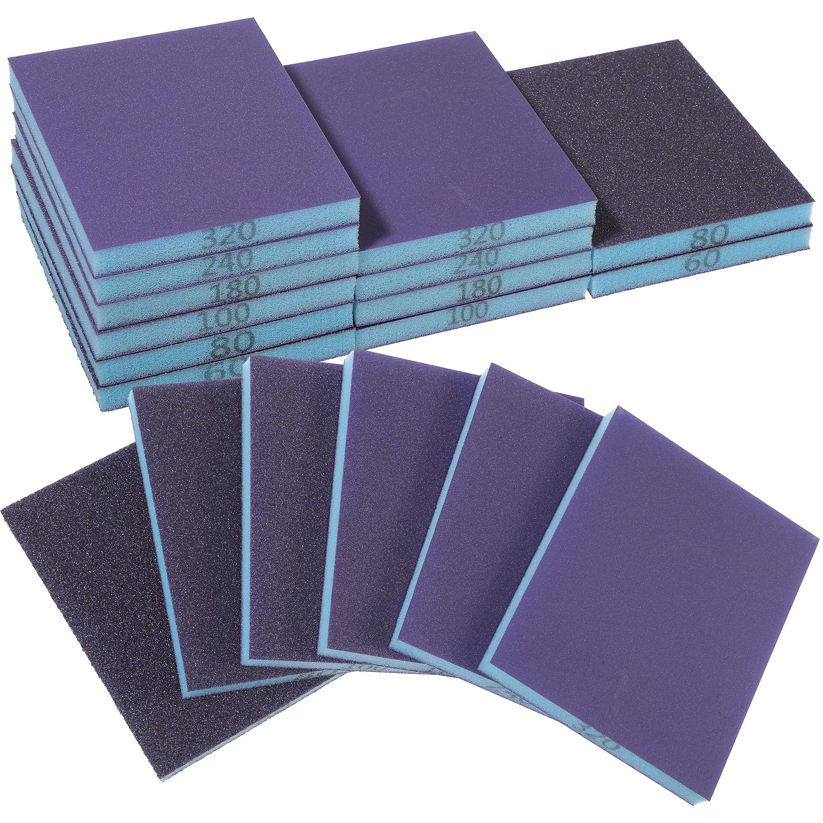 Photo 1 of 12 Pack Sanding Sponge Set,3.8×4.7in Reusable Sponge Sanding Block Assortment,60/80/100/180/240/320 Grit Wet Dry Sandingblocks for Wood Metal Sheetrock Furniture Smooth Finishing