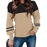Zeagoo Womens Sweaters Fall 2026 Dressy Casual Long Sleeve Shirts Ribbed Knit Winter Outfits Puff Pullover Jumper Tops