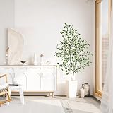 YOLEO 5FT Ficus Tree with White Planter Indoor Silk Realistic Faux Plant view 7