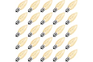 Meconard C9 Led Replacement Christmas Light Bulbs, C9 Shatterproof Led Bulbs for Christmas Indoor Outdoor String Lights,E17 Intermediate Base, Commercial Grade Holiday Bulbs, Warm White, 25Pack