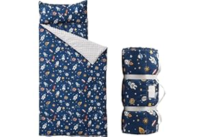 Bunnikins & Clover Toddler Nap Mat with Removable Pillow, Nap Mats for Preschool, Easy Clean Toddler Nap Pad for Kindergarten, Kids Sleeping Bag for Travel Camping