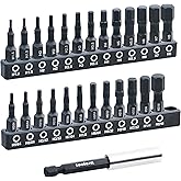 toolant 26 Pcs Hex Head Allen Wrench Drill Bit Set,1/4Hex Shank Quick Change Bit Holder,Metric and SAE Durable Allen Key Drill Bits with Strong Magnetic,1” Long with Storage Box