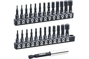 toolant 26 Pcs Hex Head Allen Wrench Drill Bit Set,1/4Hex Shank Quick Change Bit Holder,Metric and SAE Durable Allen Key Dril