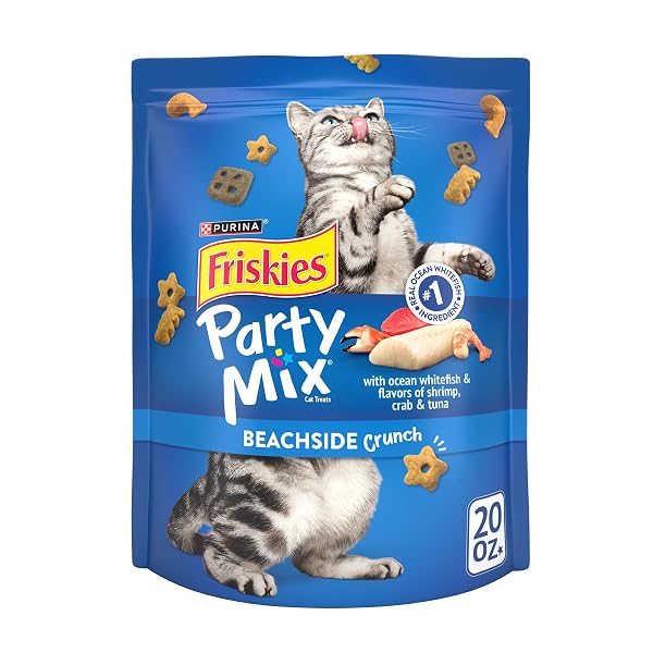 PURINA FRISKIES CAT TREATS, PARTY MIX BEACHSIDE CRUNCH – 20 OZ. POUCH
