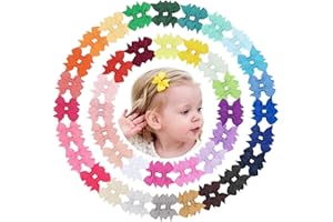 doboi 80PCS 2'' Baby Girls Fully Lined Grosgrain Boutique Solid Color Ribbon Mini Hair Bows Clips for Teens Infants Kids Toddlers Newborn Children Set of 40 Pairs