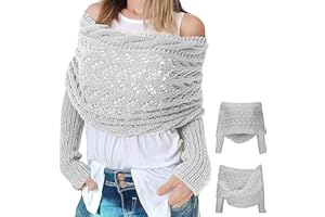 hepanio Multifunctional Scarf with Sleeves,Knitted Cable Wrap,Scarf with Sleeves Croche