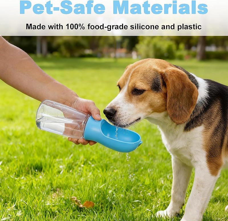 Garrafa de água para cães, leve, à prova de fugas, portátil, Dispensador de água de 550 ml com comedouro para animais, caminhadas ao ar livre, caminhadas, viagens, plástico de qualidade — foto 5 de 7