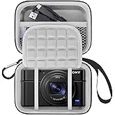 Lacdo Camera Carrying Case for Sony RX100 VII/ RX100 VI/ RX100 V/ RX100 IV/ RX100 III Compact Digital Camera, Point and Shoot Vlogging Camera Bag, Mesh Pocket fits Batteries, USB Cable, Black+Gray