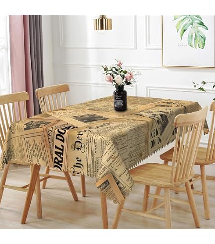 Ggaimwf Checkered Linen Tablecloth - Vintage Patchwork Rectangle Table Cover For Farmhouse Dining, 54x78 Inches - View #6
