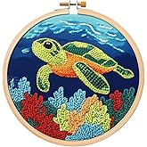 Punch Needle Kits Adults Beginner DIY Punch Needle Kits, Hoop Embroidery Kit for Adults, Starter Craft Set, Festival Gift and