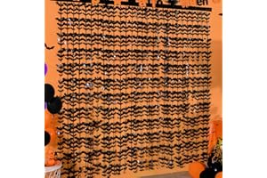 LOLStar Halloween Black Bats Photo Booth Props, 2 Pack 3.3 X 6.6 ft Halloween Foil Fringe Curtains, Metallic Photo Backdrop Streamers for Summerween Party Decoration Home Supplies Wall Decor
