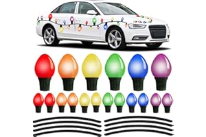 UPINLOOK 54 Pieces Christmas Reflective Car Magnets Decorations 36 Pieces Colorful Bulb Light Magnets with 18 Pieces Magnetic Wires Ornaments Set Xmas Holiday Decor