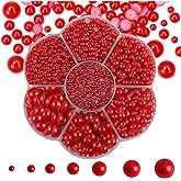 5600PCS Half Round Pearls Flatback Imitation Pearls for Crafts,7 Sizes for DIY Nails Art Crafting,Jewelry Making, Shoes,Cup,Phone Decoration (Red)