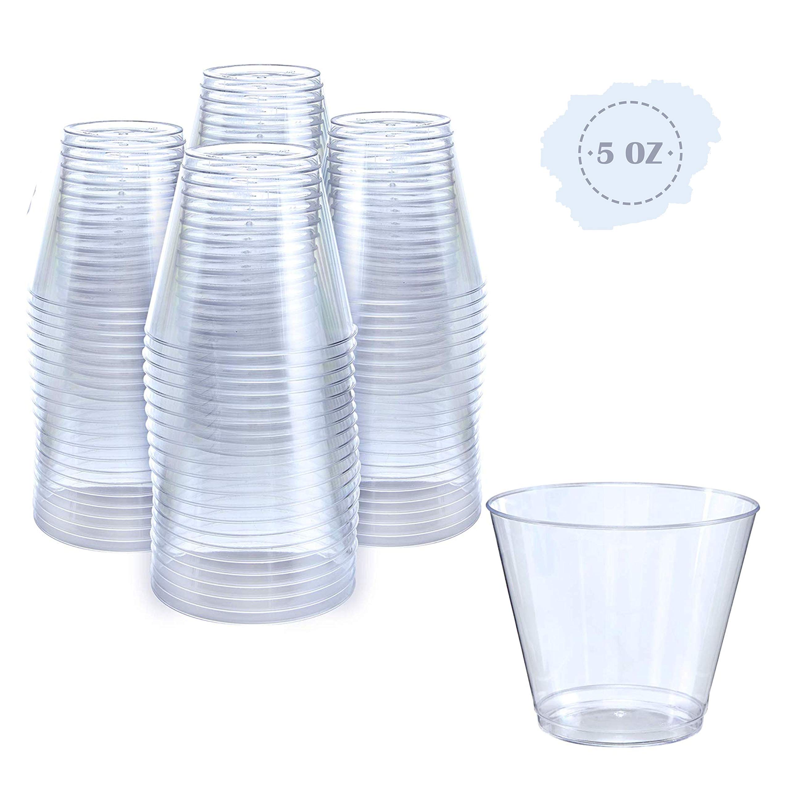 Small Clear Plastic Cups | 5 oz. 80 Pack | Hard Disposable Cups