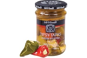 Sable & Rosenfeld Tipsy Tapas Cheese Stuffed Hot Peppers, 8.8 oz Jar (Pack of 1), Gluten-Free Gourmet Appetizer for Parties and Charcuterie Boards