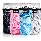 ARCOOLOR Neoprene Insulated 12oz Slim Can Cooler, Marble, 4 Pack | Fits White Claw, Truly Seltzer &amp; Other Energy Drink &amp; Beer, Keep Cold Longer, Stop Condensation, Stay Hands Dry, Mess Free