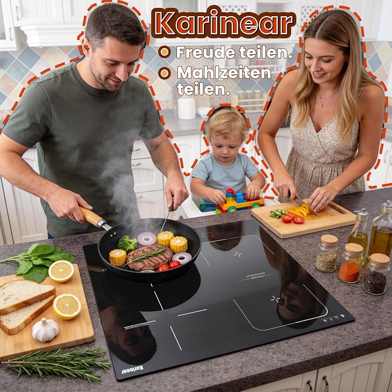 Induktionskochfeld 60 cm, 4 Platten 7200W, Flex Zone, Boost