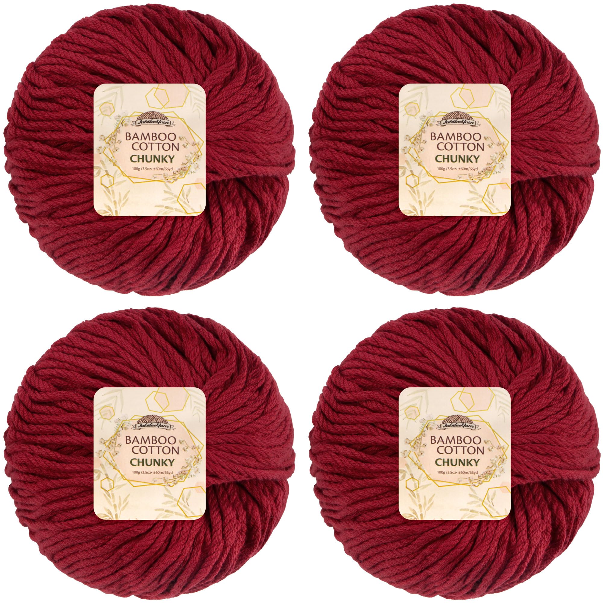 JubileeYarn Bamboo Cotton Chunky Yarn - 100g/Ball - Red Hot Red - 4 Balls — image 1