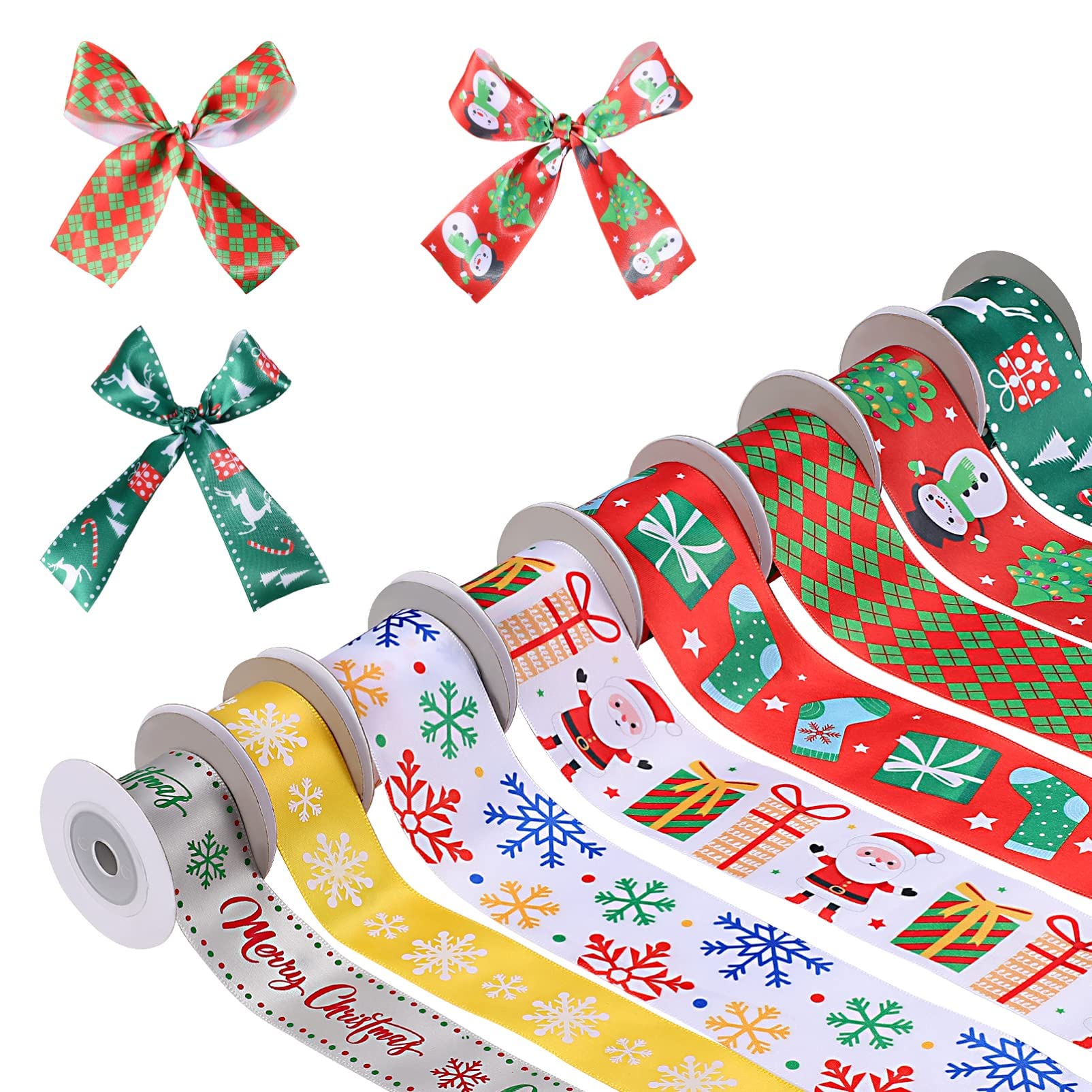 Healifty 8 Rolls Ribbons for Crafts Bows - Yards Holiday Ribbon for Wrapping - Tree Ribbons for Crafts and Decorations