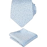 Alizeal Mens 3.15inches Light Color Rustic Tie with Flower Printed Handkerchief