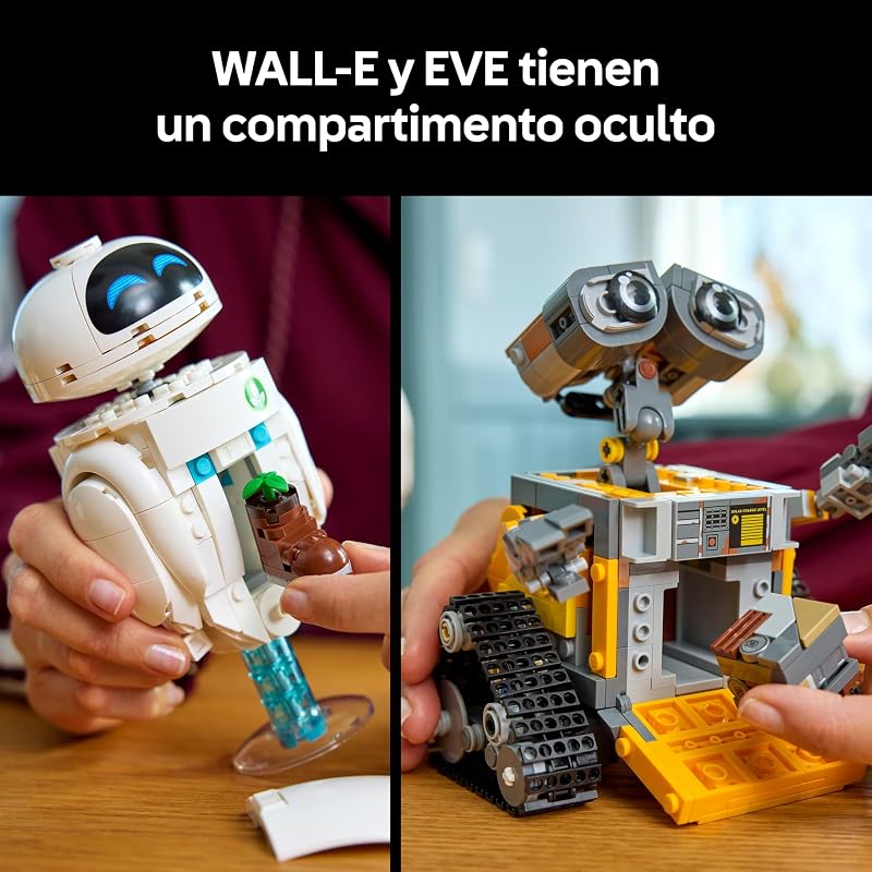 | Disney Pixar Wall-E and Eve - Kit de Modelo Adulto - Robôs de Tijolo com Figuras M-O e HAL - Decoração de Casa - Presente de Coleção para Fãs de Cinema 43279