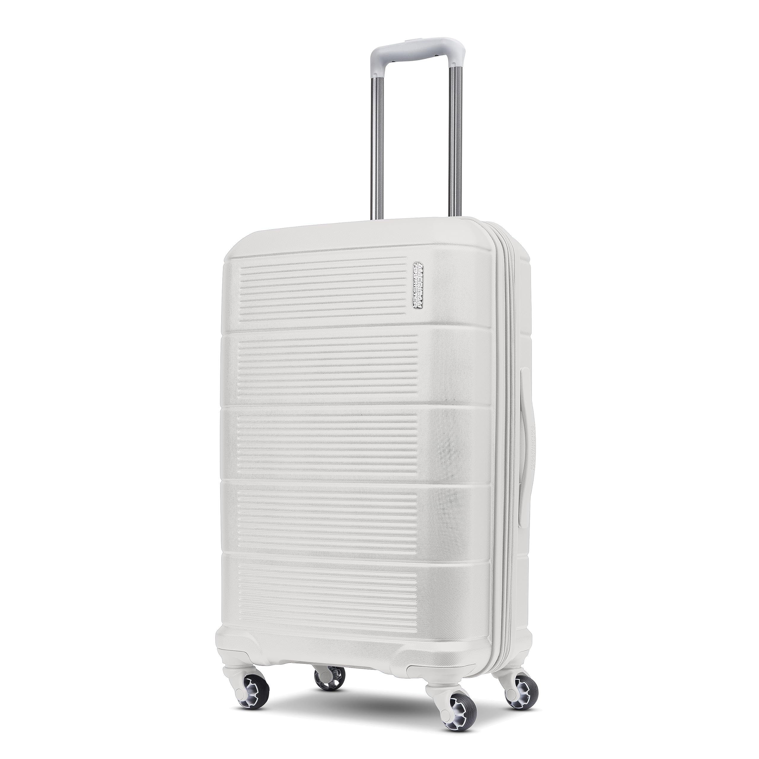 Photo 1 of American Tourister Stratum 2.0 Expandable Hardside Luggage with Spinner Wheels, Checked-Medium, White