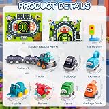 lerrbo 6 Vehicles with Trailer Map and Yellow Traffic Light Toddler Toy view 3