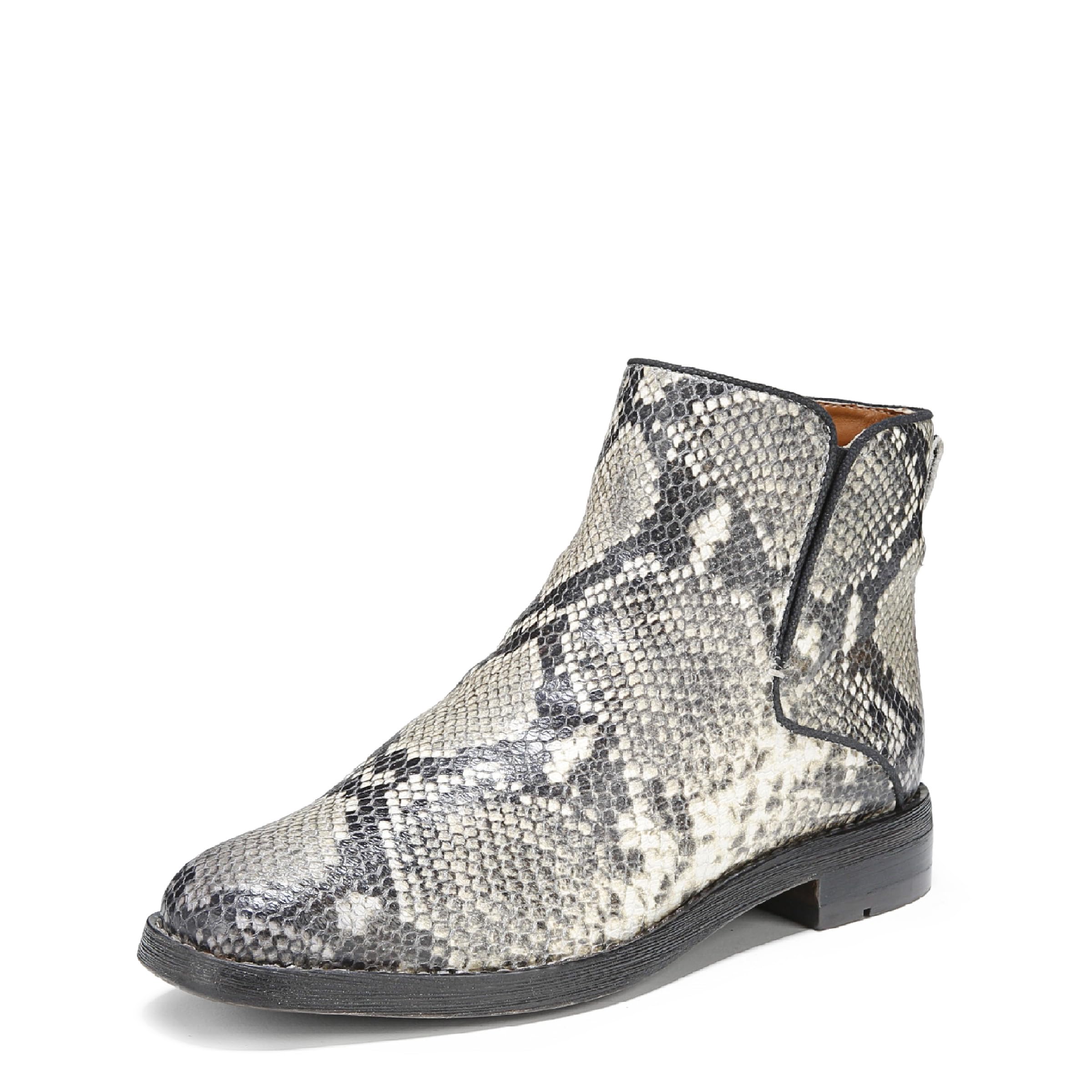 Franco Sarto Womens Marcus Flat Ankle Bootie Roccia Snake 8 M