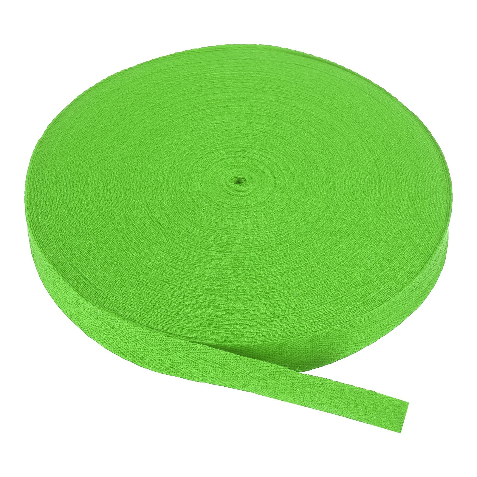 PATIKIL Cotton Twill Tape 25mm(1") 50 Yards Cotton Ribbon Bias Binding Tape Herringbone Webbing Trim for Sewing Gift Wrapping Craft DIY Bright Green