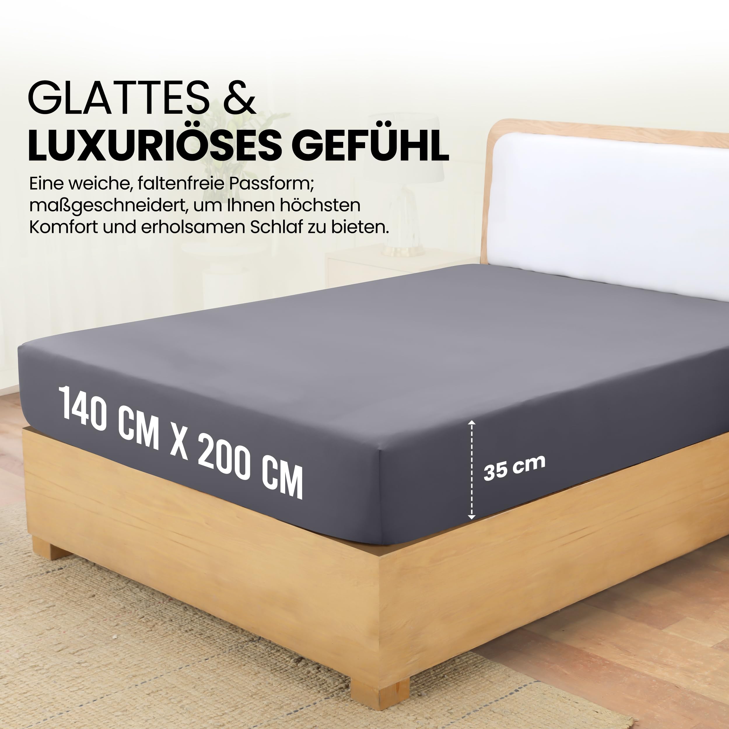 Utopia Bedding - Spannbettlaken 140x200cm - Grau - Oeko-Tex Zertifiziertes Gebürstete Polyester-Mikrofaser Spannbetttuch - 35 cm Tiefe Tasche 2