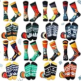 Berlune Funny Hiking Socks for Men Novelty Hiking Accessories Cotton Crew Socks for Outdoor Christmas Birthday Gift