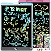 Electight 2 Pack 12 Inch LCD Writing Tablet, Colorful Drawing Tablet for Kids, Eye Care Doodle Board with Lock and Erase FUNC, Birthday Gifts Toys for 3 4 5 6 7 8 Years Old Boys and Girls (Blue, Pink)