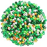 UPINS 1200Pcs St. Patrick's Day Pony Beads for Jewelry Making Bracelets Plastic Irish Spacer Beads Green White Pony Beads Hair Beads for Necklace Supplies