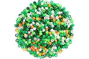 UPINS St. Patrick's Day Pony Beads for Jewelry Making, 1200Pcs Bracelets Crafts Plastic Irish Spacer Beads Green White Pony B