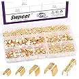 Swpeet 525Pcs Gold TC-1 TC-A TC-B TC-C TC-T Non-Insulated U Shape Wire Crimp Copper Terminal Connerctor Kit, Ring Lugs Crimp Cable Terminal for Crimp Solid Wires or Stranded Wires