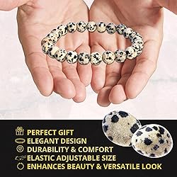 Natural Dalmatian Jasper Gemstone Bead Bracelet