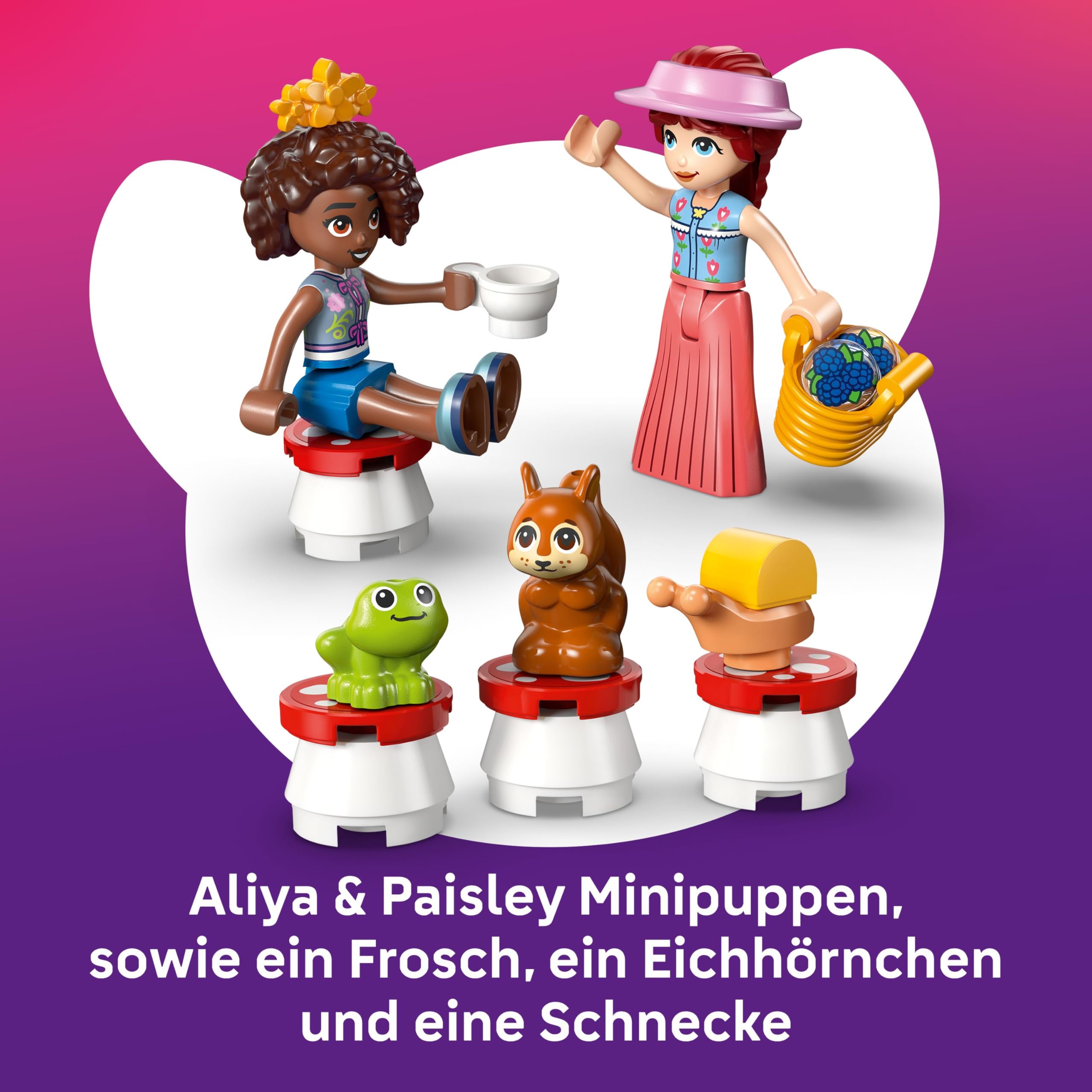 LEGO Friends Teeparty im Wald - Spielset mit 2 Minifiguren, 2 Tierfiguren & Spielzeug Lebensmittel Zubehör - Kinderzimmer Deko - Geschenkidee für Mädchen ab 6 Jahren - 42690 6