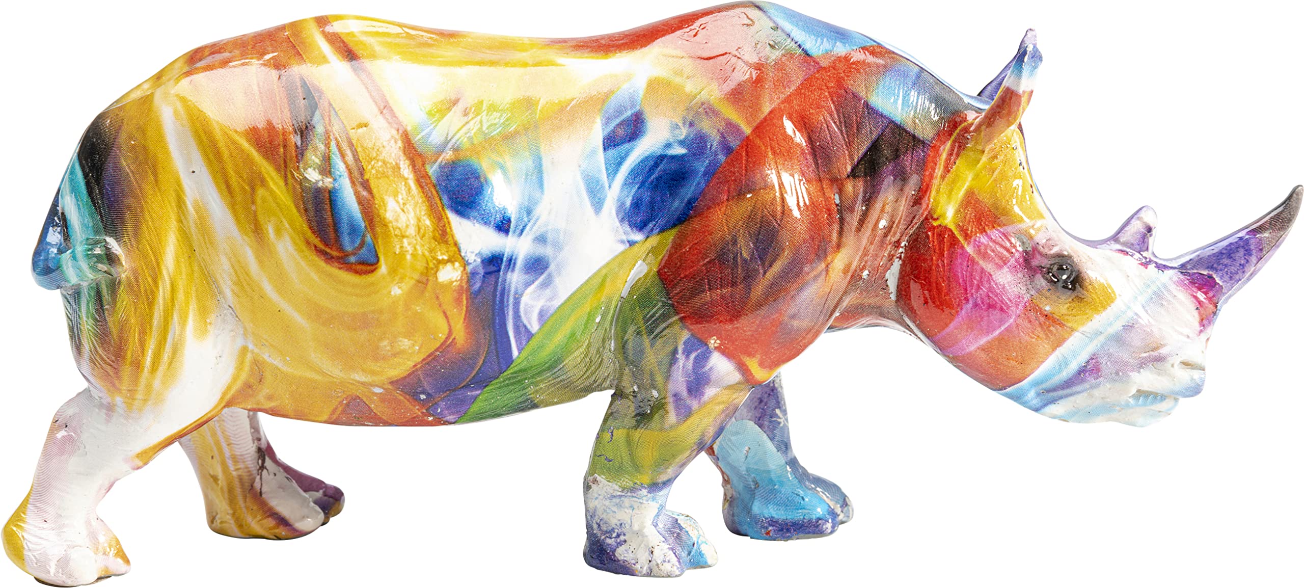 Kare Design Colored Rhino Decorative Figurine, Multicolour, 7 x 17 x 5 cm, Decorative Sculpture, Collectible, Statement Piece, Pop Art, Home Décor, Living Room