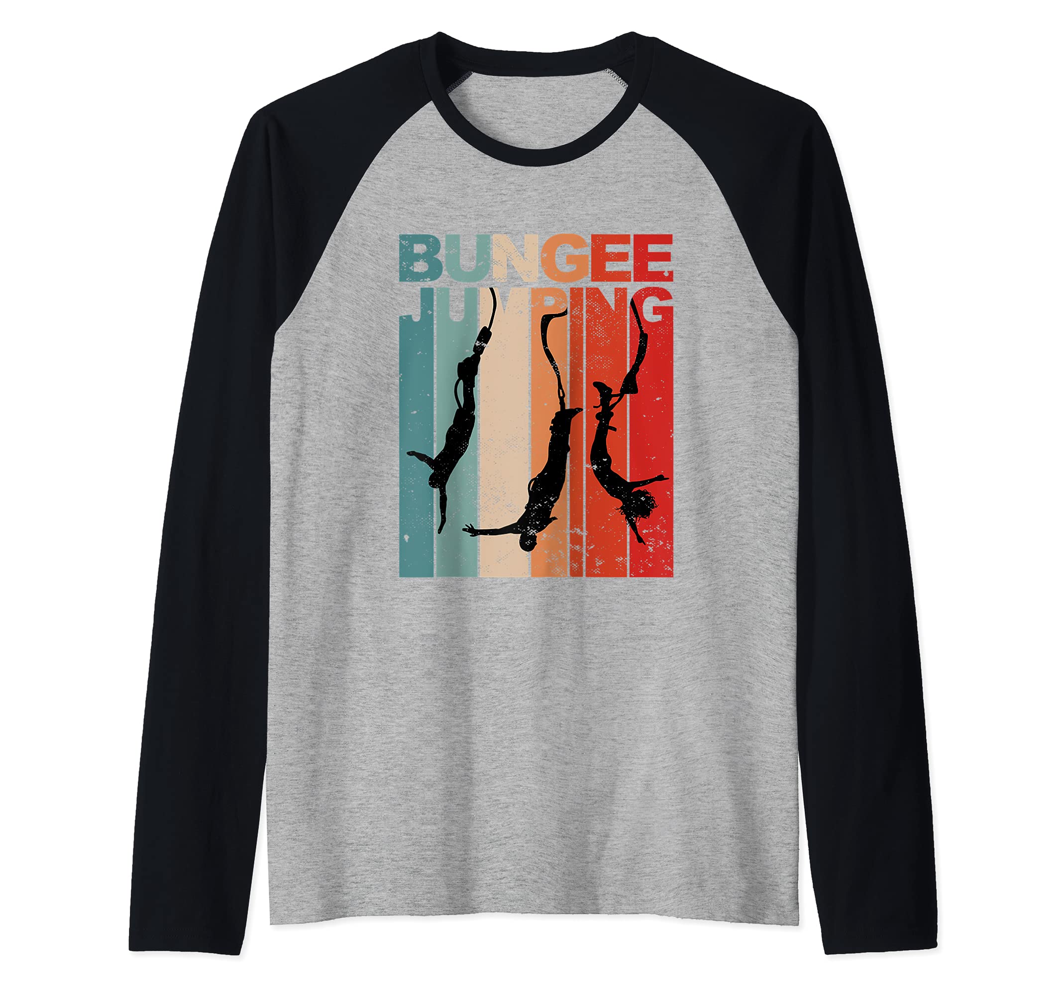 Retro Bungee Jumping Extreme Sports Bungee Jumper Raglan Baseball Tee