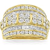Ross-Simons 2.00 ct. t.w. Baguette and Round Diamond Multi-Row Ring in 18kt Gold Over Sterling