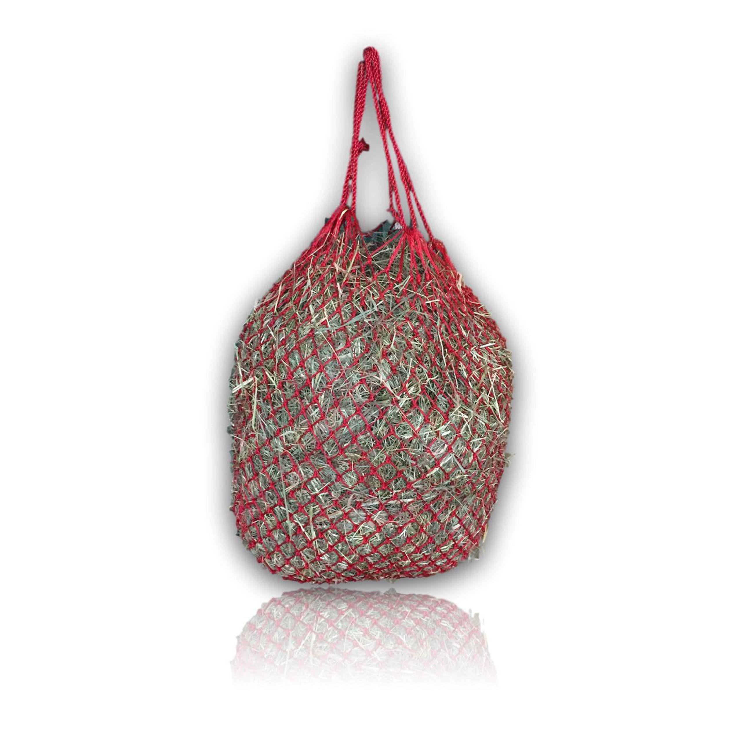 Pferdelinis Hay Net for Horses, Hay Net Close-Meshed Ideal for Activity for Horses 3 x 3 Hay Bag 4.5 kg Filling Weight (1 x Red)
