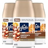 Glade Automatic Spray Refill Air Freshener, Cashmere Woods, 3 Count | 6.2 oz Each, Home and Bathroom Use, Fits Glade Automatic Spray Holder, Adjustable Timed Fraegrance Release, Odor Fighting