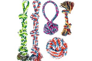 GASAPET Dog Rope Toys for Aggressive Chewers, Nearly Indestructible Dog Toys Set for Large/Medium Dogs, Heavy Duty Natural Cotton Rope Chew Toy for Teething, Tug Toy 5 Pack