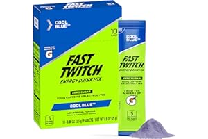 Fast Twitch Energy Drink Mix from Gatorade Powder Sticks, Cool Blue, 0.08oz Packets, 10 Pack, Zero Sugar, Caffeine, Electrolytes