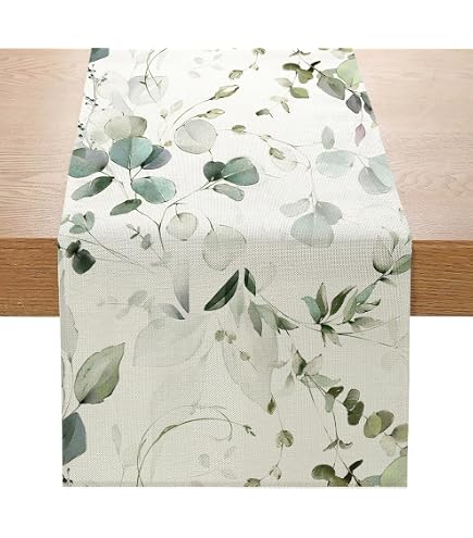 Chemin de Table Gris Jaune Fleur Chemin de Table Moderne Lin Bohème Abstrait Minimaliste Table à Manger Décoration de Table pour Fête Banquet Mariage 33 x 183 cm Extérieur