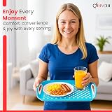 DIVCHI 2-Pack Serving Tray Set Non-Slip with Handles 40.5 x 28.5 cm Blue/White view 5
