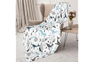 ODFOVOWO Whales Throw Blanket Sharks Lightweight Warm Flannel Fleece Blankets Cozy Soft Air Conditioning Blanket Gifts for Women Men Girls Boys 50"x40"