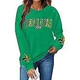 FAYALEQ Graphic Sweatshirt for Women Crewneck Carnival Pullover Casual Sequin Print Long Sleeve Top