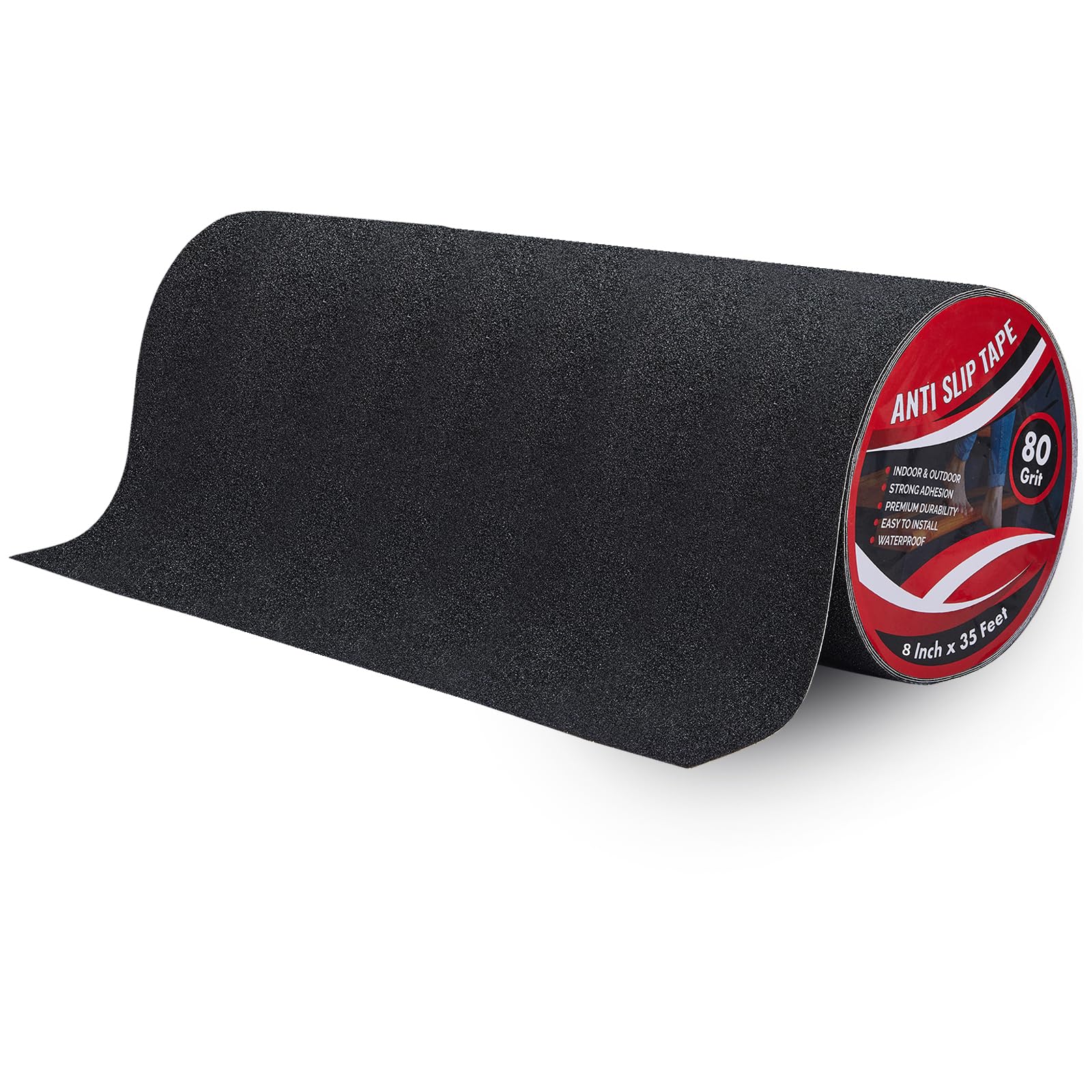 IONCAT Anti Slip Tape for Steps 20 CM x 10.6 M : Heavy Duty Grip Tape for Steps Outdoor & Indoor - Non Skid Tape for Stair Treads - Non Slip Strips for Ramp - High Traction - 80 Grit - Black