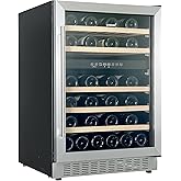 Everdure 46 Bottle Luxury Wine Cooler & Beverage Refrigerator, Built in or Free-Standing, Dual Zone, Stainless Steel with Rev